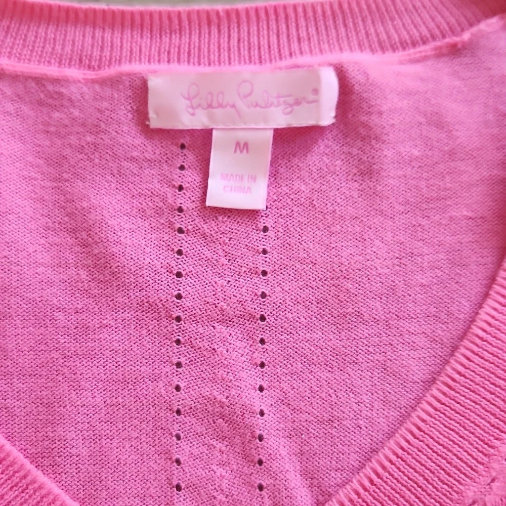 Lilly Pulitzer Elegant Pink V-Neck Sweater for Women - Picture 4 of 5